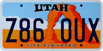 UT license plate Z860UX