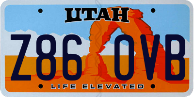 UT license plate Z860VB