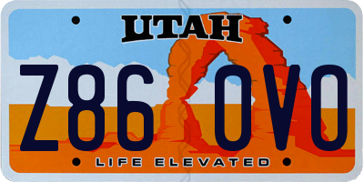 UT license plate Z860VO