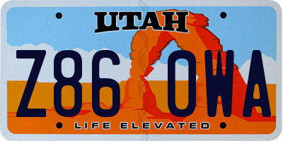 UT license plate Z860WA