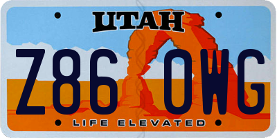 UT license plate Z860WG