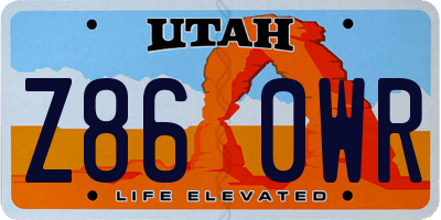 UT license plate Z860WR