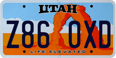 UT license plate Z860XD