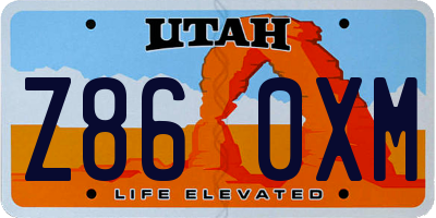 UT license plate Z860XM