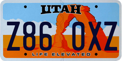 UT license plate Z860XZ