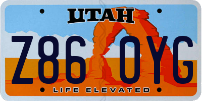 UT license plate Z860YG