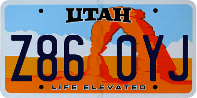 UT license plate Z860YJ