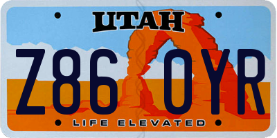 UT license plate Z860YR