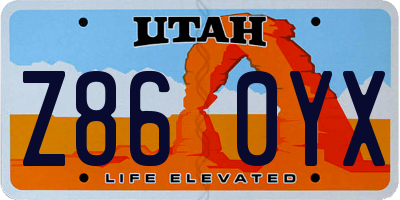UT license plate Z860YX