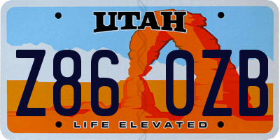 UT license plate Z860ZB
