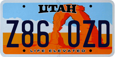 UT license plate Z860ZD