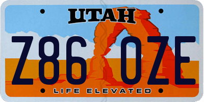 UT license plate Z860ZE