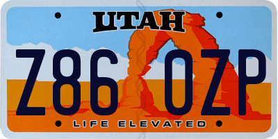 UT license plate Z860ZP