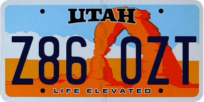 UT license plate Z860ZT