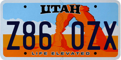 UT license plate Z860ZX