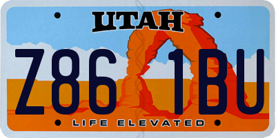 UT license plate Z861BU