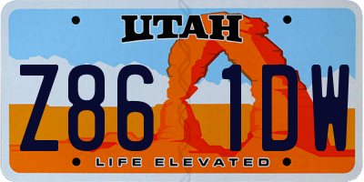 UT license plate Z861DW