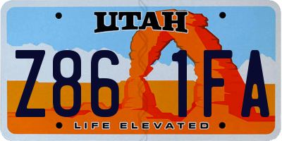 UT license plate Z861FA