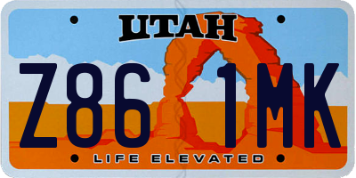 UT license plate Z861MK