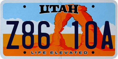 UT license plate Z861OA