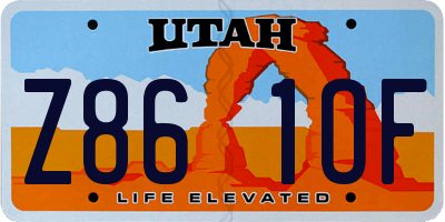 UT license plate Z861OF