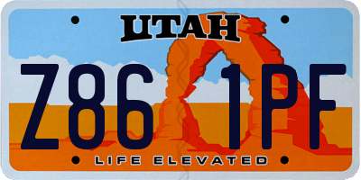 UT license plate Z861PF