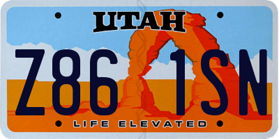 UT license plate Z861SN