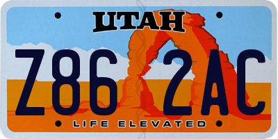 UT license plate Z862AC