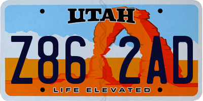UT license plate Z862AD