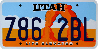 UT license plate Z862BL