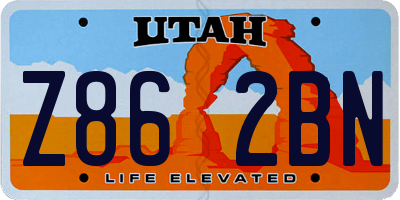 UT license plate Z862BN