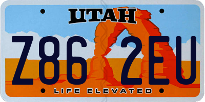 UT license plate Z862EU