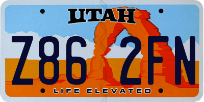 UT license plate Z862FN