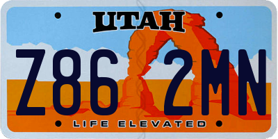 UT license plate Z862MN