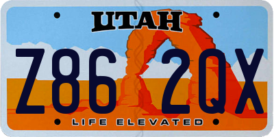 UT license plate Z862QX