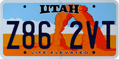 UT license plate Z862VT