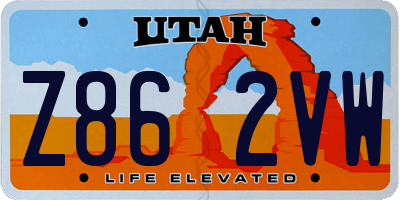 UT license plate Z862VW