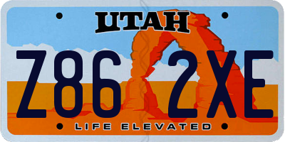 UT license plate Z862XE