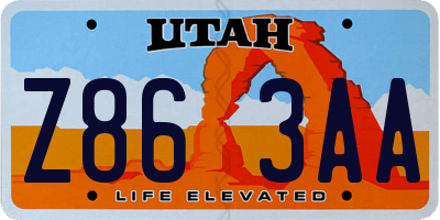 UT license plate Z863AA