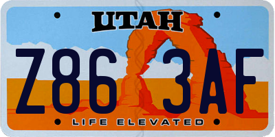 UT license plate Z863AF
