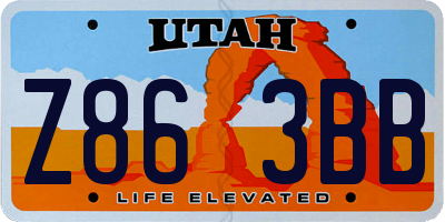 UT license plate Z863BB