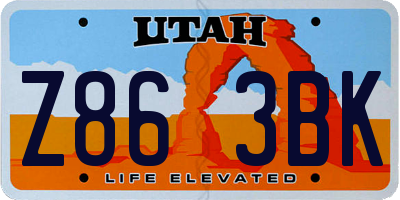 UT license plate Z863BK