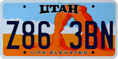 UT license plate Z863BN