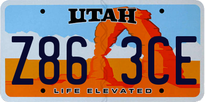 UT license plate Z863CE