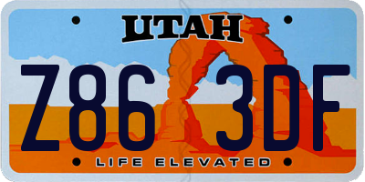 UT license plate Z863DF