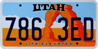 UT license plate Z863ED