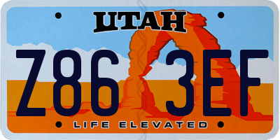 UT license plate Z863EF