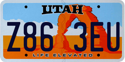 UT license plate Z863EU