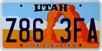 UT license plate Z863FA