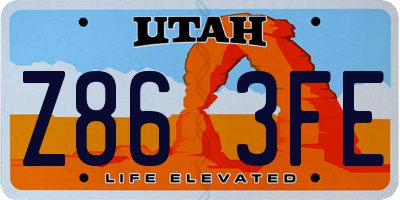 UT license plate Z863FE